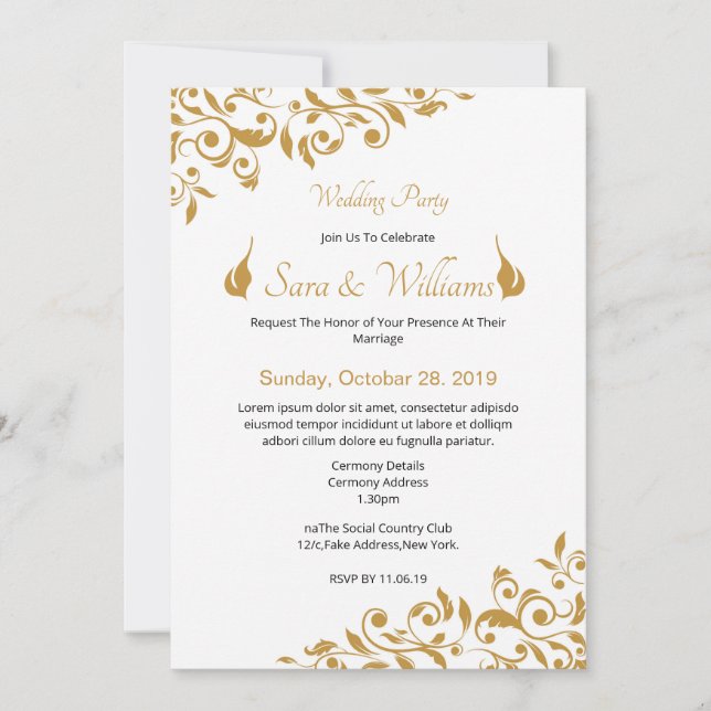 Invitación a la boda de oro (Anverso)