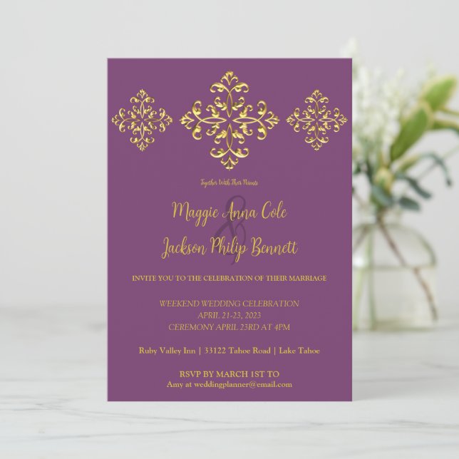 Invitación a la boda de oro (Anverso de pie)