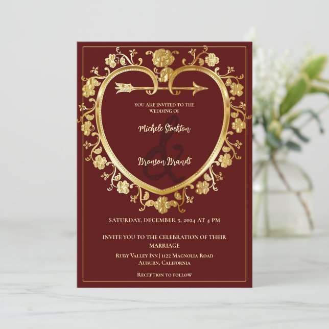 Invitación a la boda de oro (Anverso de pie)
