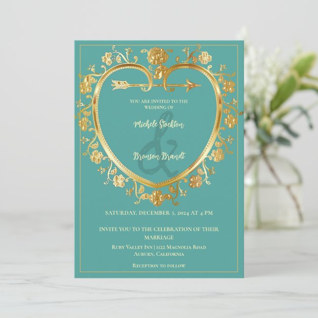 Invitación a la boda de oro (Anverso de pie)