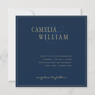 Invitación a la boda de oro azul de la Marina mode