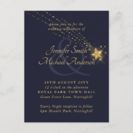 Invitación a la Boda de Oro Azul Noche Estelar de