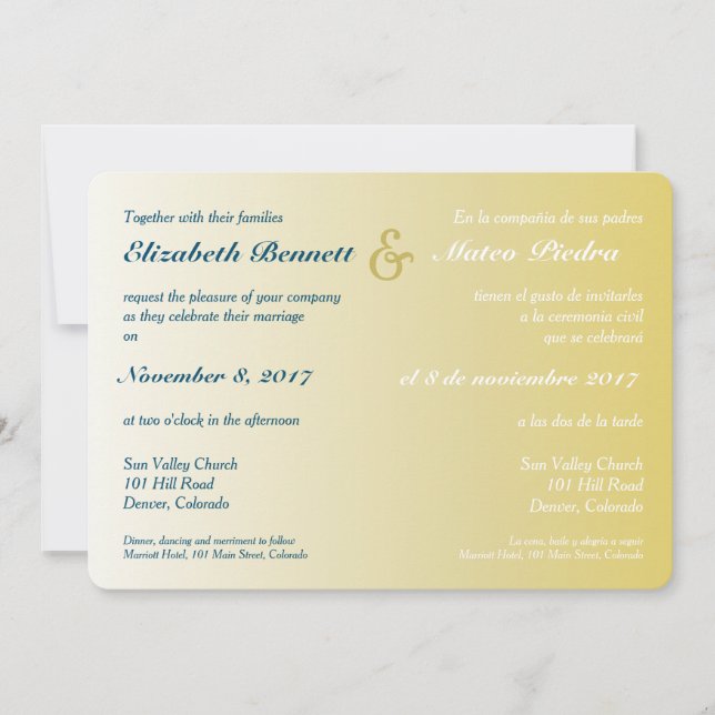 Invitación a la boda de oro bilingüe (Anverso)