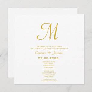 Invitación a la Boda de Oro Blanco con Monograma m