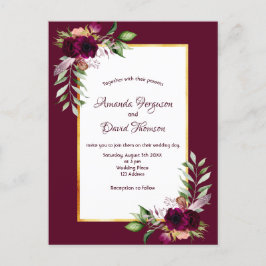 Invitación a la boda de oro boho de los florines d