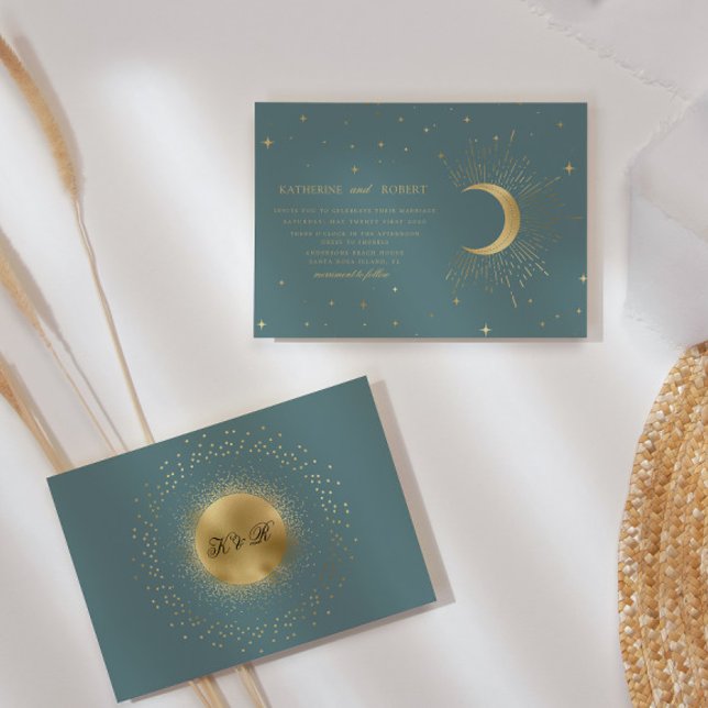 Invitación a la Boda de Oro Celestial Pastel (Subido por el creador)