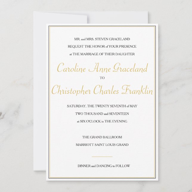 Invitación a la Boda de Oro clásica (Anverso)