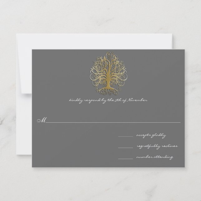 Invitación a la Boda de Oro de Árbol de Remolino 2 (Anverso)