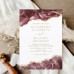 Invitación a la boda de oro de Borgoña Agate