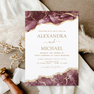 Invitación a la boda de oro de Borgoña Agate