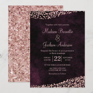 Invitación a la Boda de Oro de Borgoña y Rosa