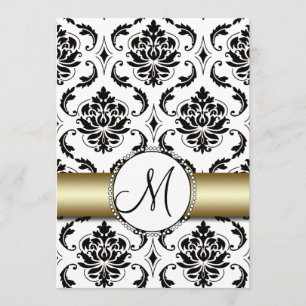 Invitación a la Boda de Oro de Damasco Negro