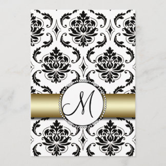 Invitación a la Boda de Oro de Damasco Negro