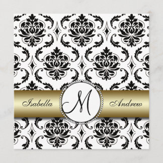 Invitación a la Boda de Oro de Damasco Negro