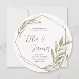 Invitación a la boda de oro de la hoja de color