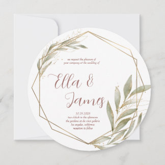 Invitación a la boda de oro de la hoja de color