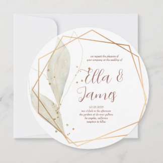 Invitación a la boda de oro de la hoja de color