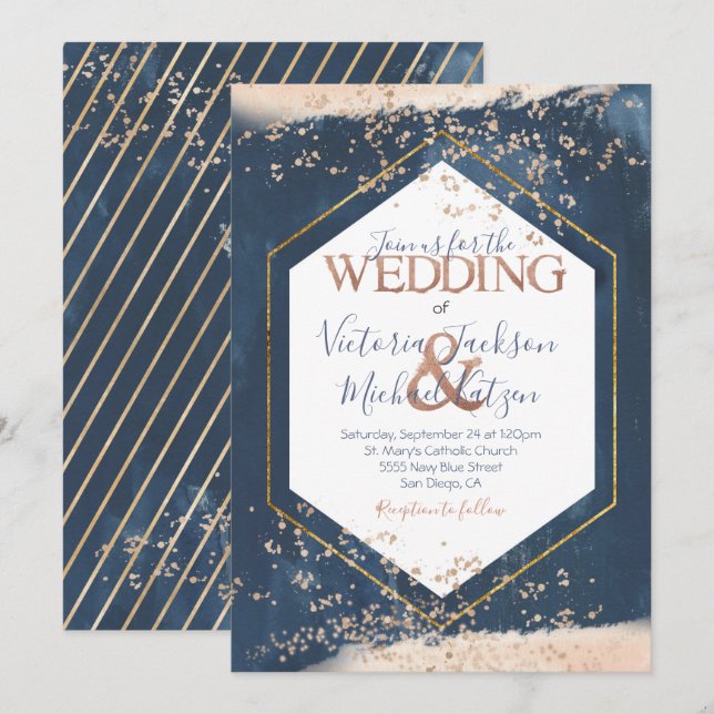 Invitación a la boda de oro de la Marina Rubor (Anverso / Reverso)