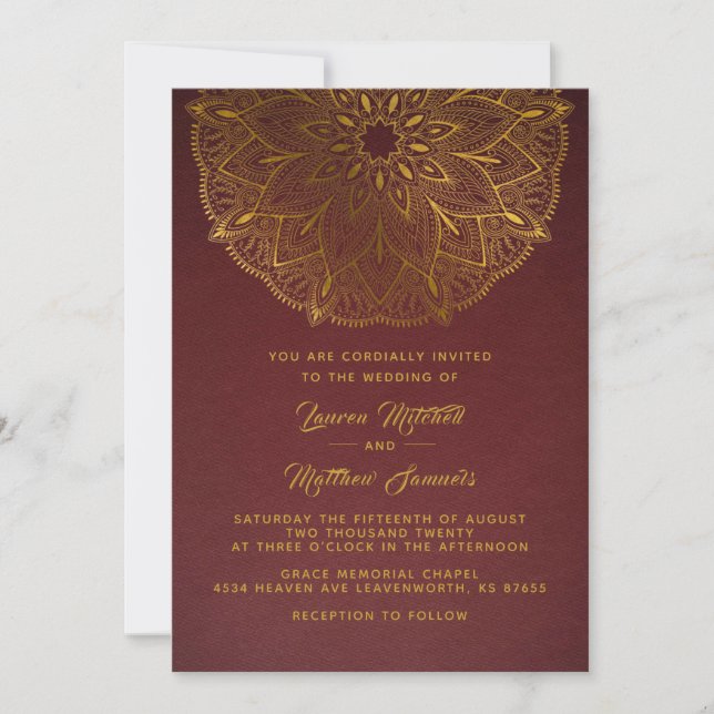 Invitación a la boda de oro de Mandala (Anverso)