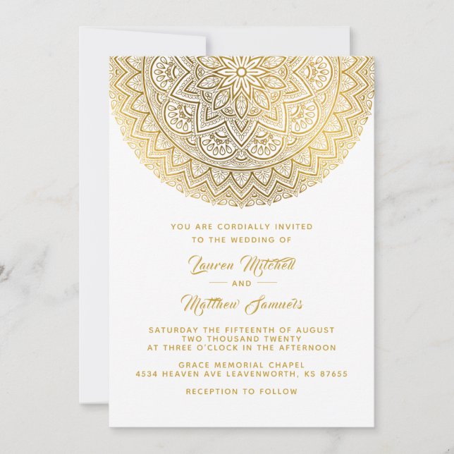 Invitación a la boda de oro de Mandala (Anverso)