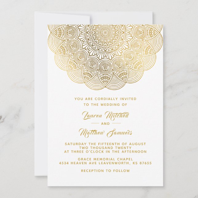 Invitación a la boda de oro de Mandala (Anverso)