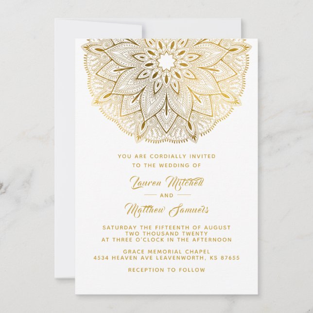 Invitación a la boda de oro de Mandala (Anverso)