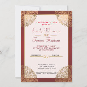 Invitación a la boda de oro de Mandala, blanco