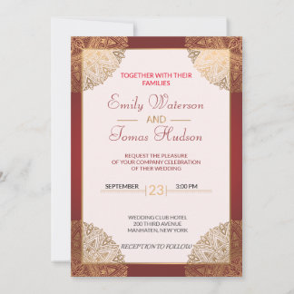 Invitación a la boda de oro de Mandala, blanco