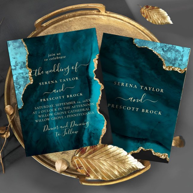 Invitación a la boda de oro de mármol de moda (Subido por el creador)