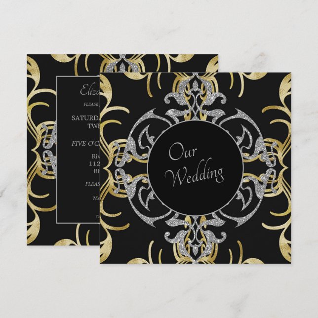 Invitación a la Boda de Oro de moda (Anverso / Reverso)