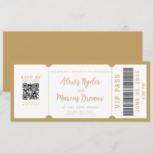 Invitación a la Boda de Oro de moda de Ticket VIP