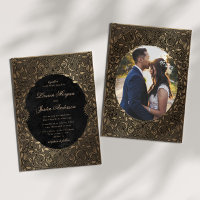 Invitación a la Boda de Oro de Ornamento Vintage