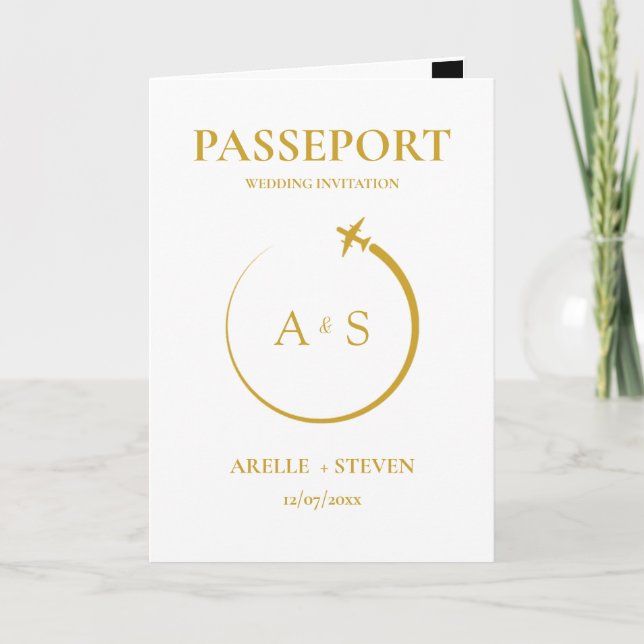 Invitación a la boda de oro de Passport Destinatio (Anverso)