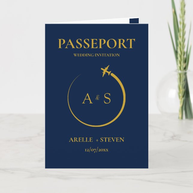 Invitación a la boda de oro de Passport Destinatio (Anverso)