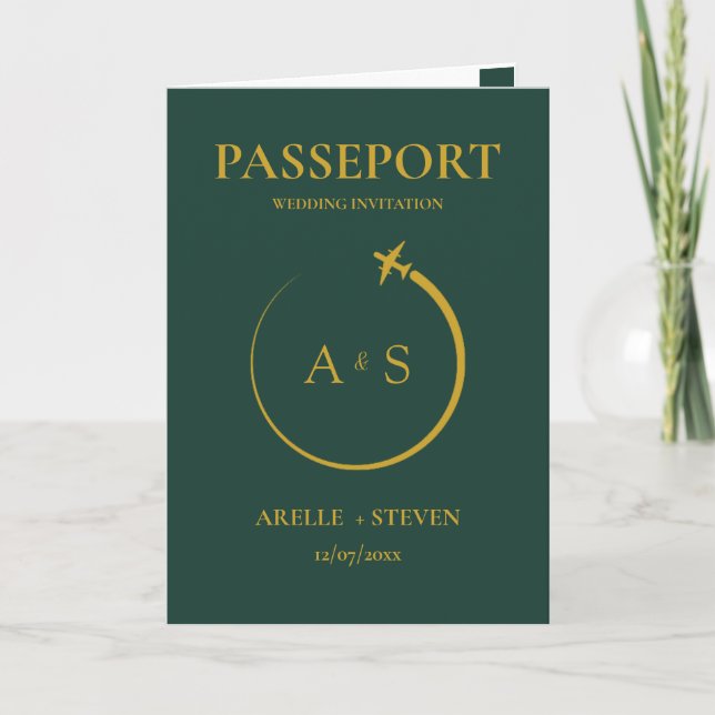 Invitación a la boda de oro de Passport Destinatio (Anverso)