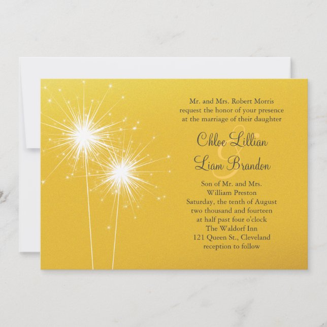 Invitación a la boda de oro de Sparkler (Anverso)