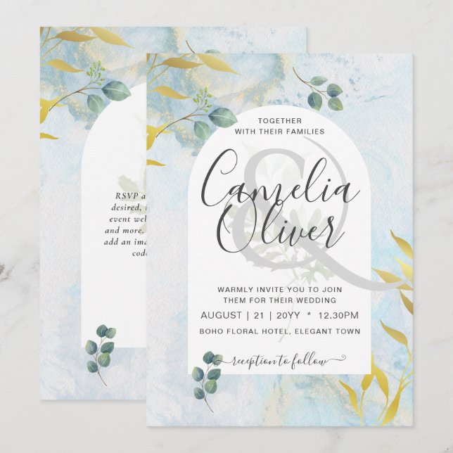 Invitación a la Boda de Oro de Verdor Botánico de  (Anverso / Reverso)