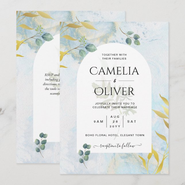 Invitación a la Boda de Oro de Verdor Botánico de  (Anverso / Reverso)