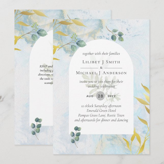 Invitación a la Boda de Oro de Verdor Botánico de  (Anverso / Reverso)