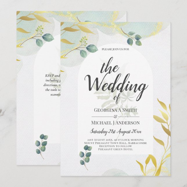 Invitación a la Boda de Oro de Verdor Botánico de  (Anverso / Reverso)