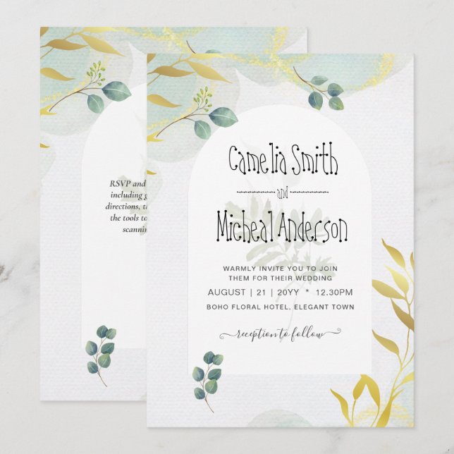 Invitación a la Boda de Oro de Verdor Botánico de  (Anverso / Reverso)