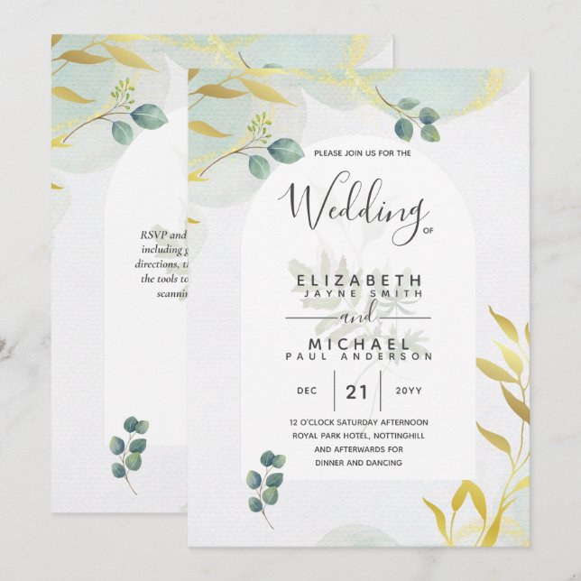 Invitación a la Boda de Oro de Verdor Botánico de  (Anverso / Reverso)