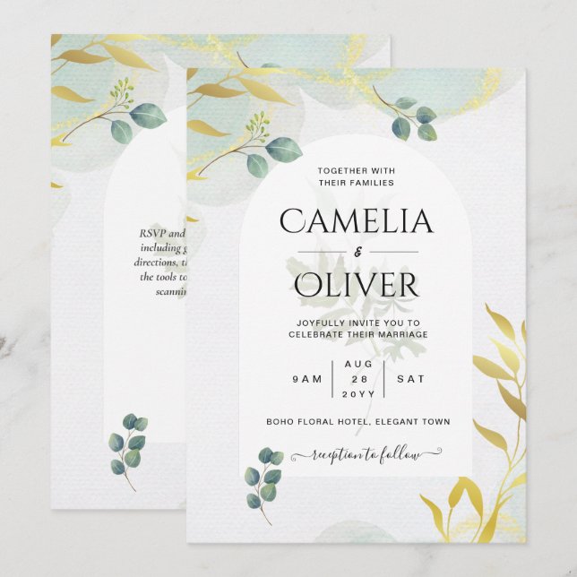 Invitación a la Boda de Oro de Verdor Botánico de  (Anverso / Reverso)