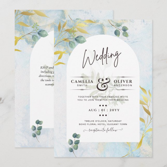 Invitación a la Boda de Oro de Verdor Botánico de  (Anverso / Reverso)