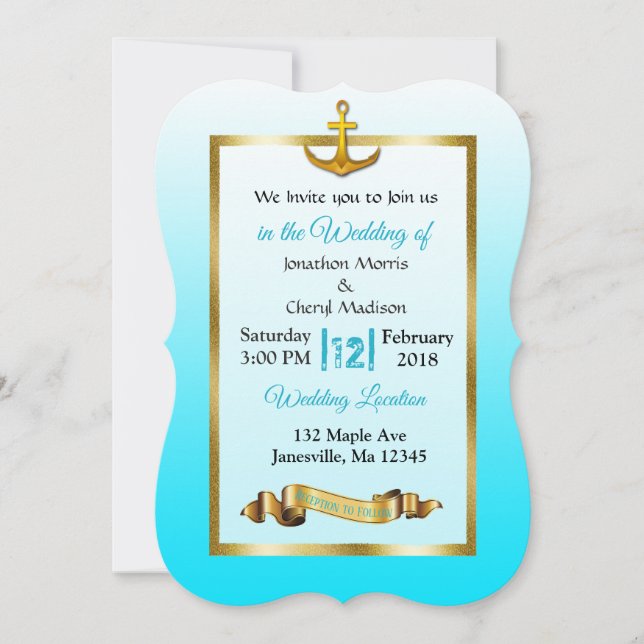 Invitación a la Boda de Oro del Ancla Azul del Océ (Anverso)