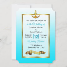 Invitación a la Boda de Oro del Ancla Azul del Océ