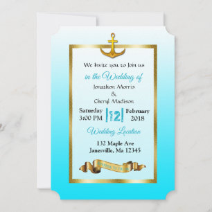 Invitación a la Boda de Oro del Ancla Azul del Océ