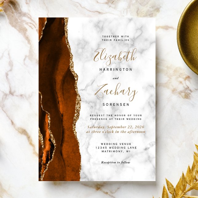 Invitación a la boda de oro del Naranja quemado Ag (Subido por el creador)