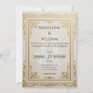 Invitación a la Boda de Oro Elegante de Lujo