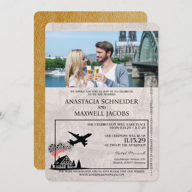 Invitación a la boda de oro en Alemania (Anverso / Reverso)